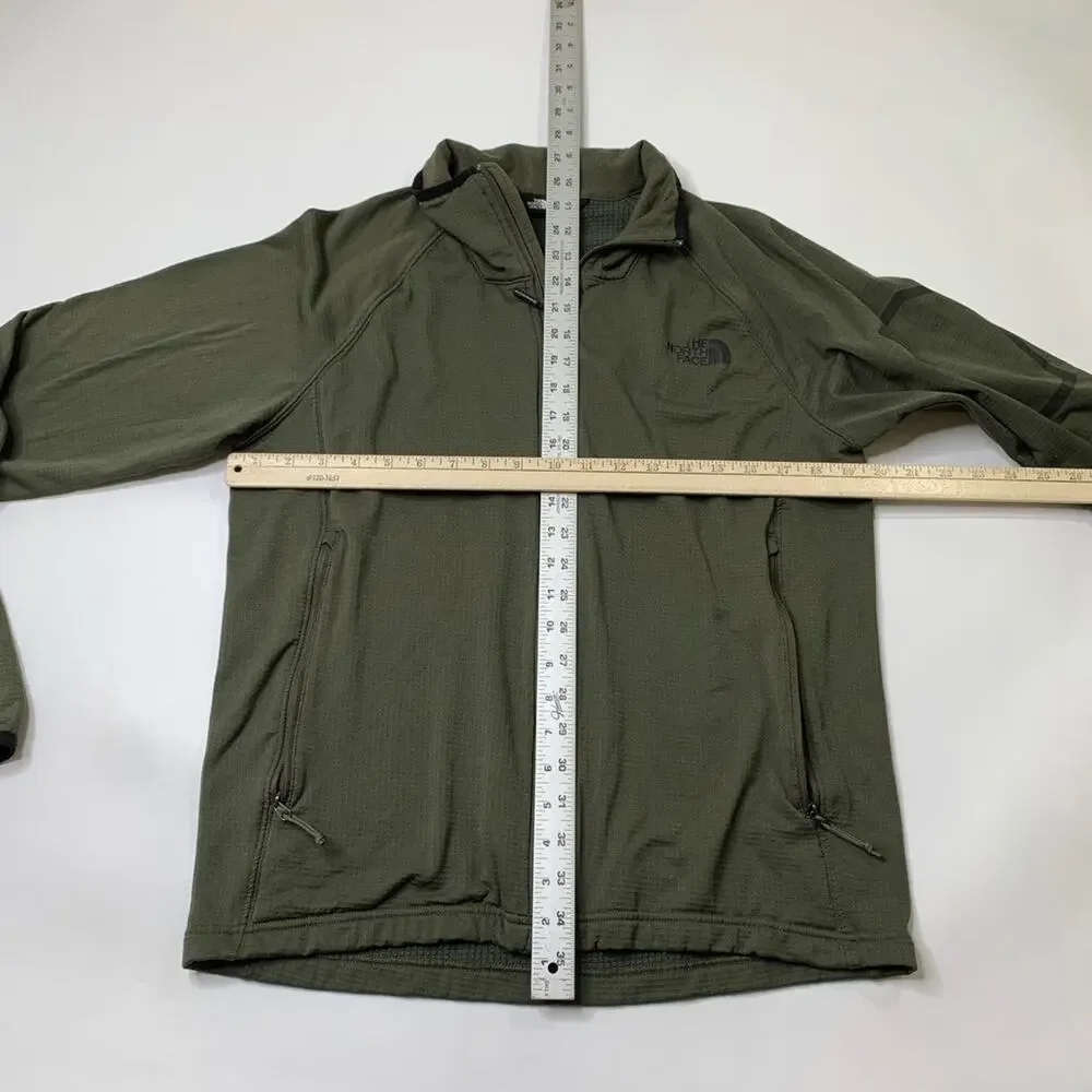 The North Face Jacket Mens M Medium Army Green‎ Borod Grid Fleece Lined Full Zip